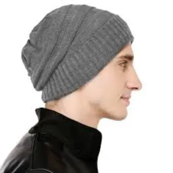 Bharatasya Unisex Grey Beanie Cap 